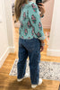 Reversible Floral Quilted Jacket -Blue Green -100% Cotton (Size 6 to 12)