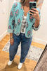 Reversible Floral Quilted Jacket -Blue Green -100% Cotton (Size 6 to 12)