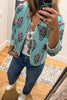 Reversible Floral Quilted Jacket -Blue Green -100% Cotton (Size 6 to 12)