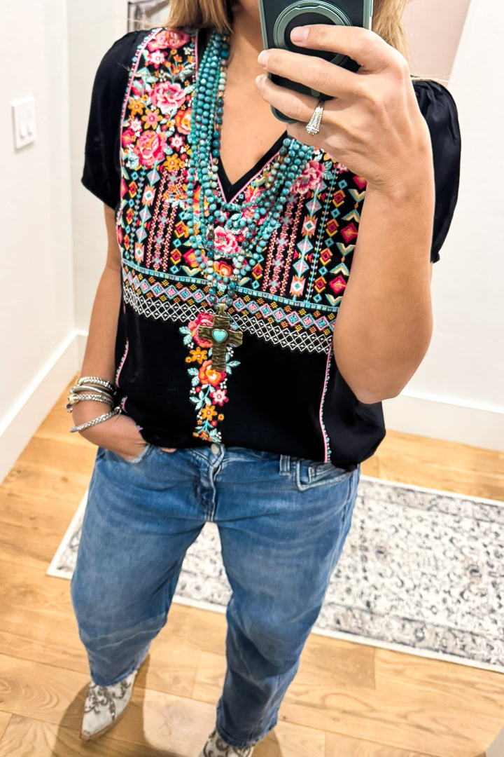 AHB EXCLUSIVE:  Rainy Rose Blouse - Black