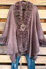 All The Time Faux Fur Poncho - Mocha