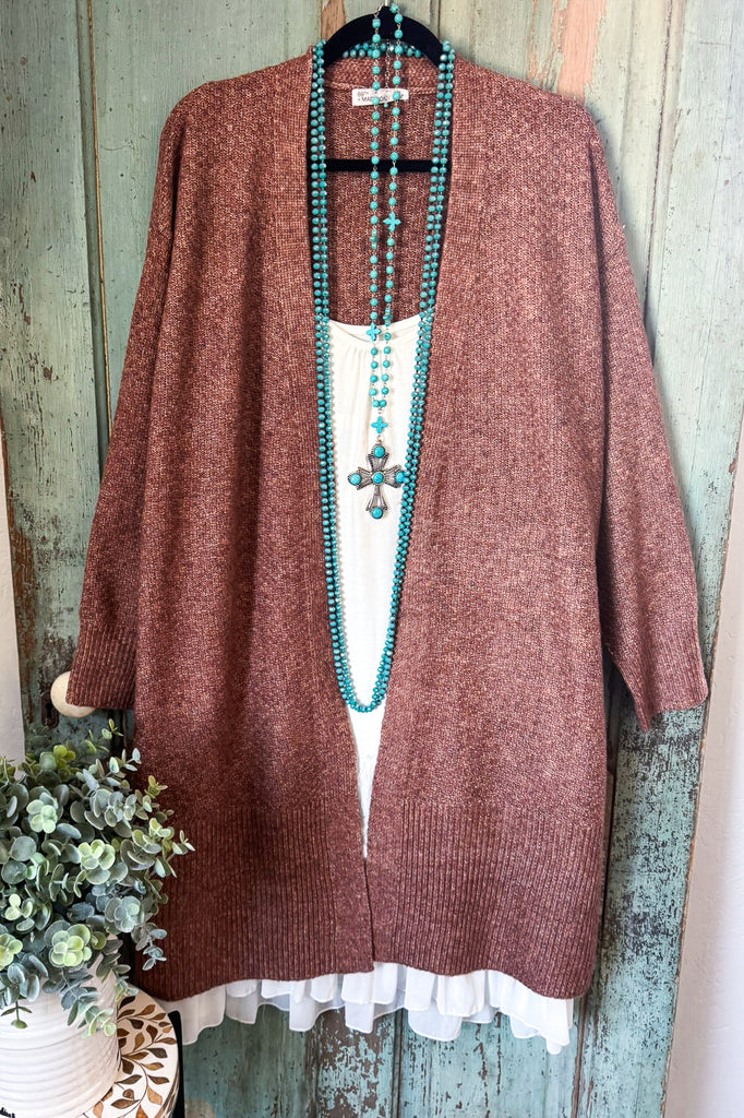 Cozy Confidence Long Cardigan - Brown