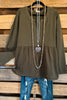 Ruffled Bottom Charm Tunic - Olive - 100% COTTON