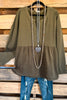 Ruffled Bottom Charm Tunic - Olive - 100% COTTON