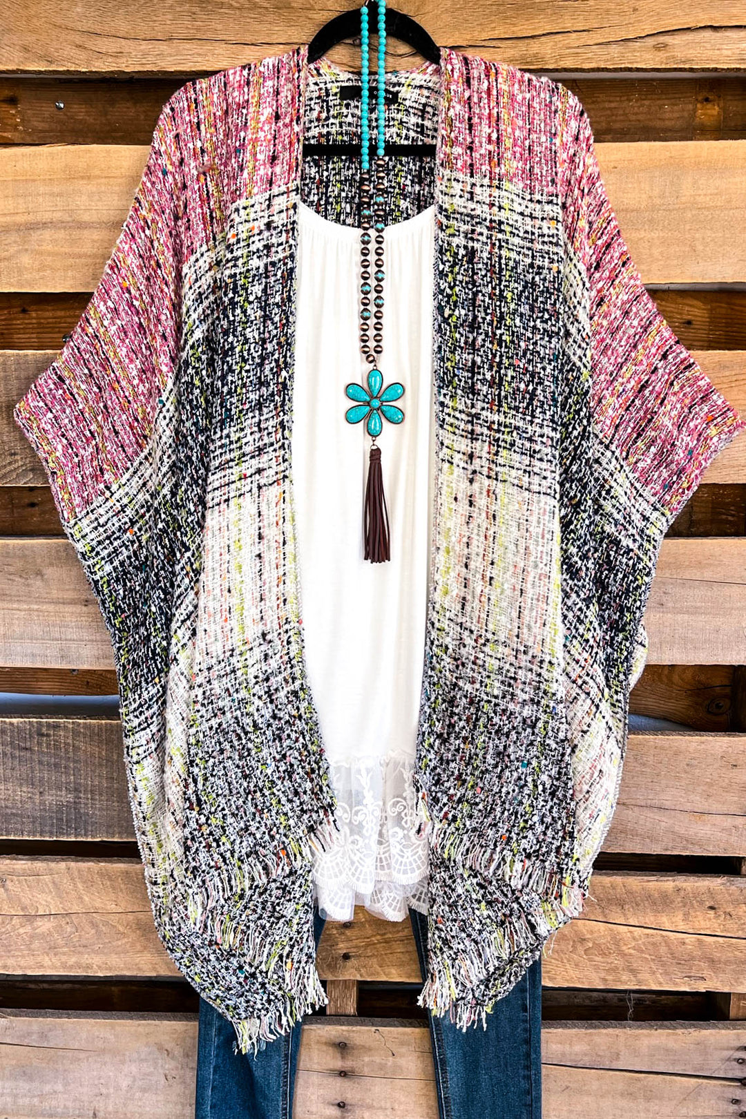 Right About You Shawl  - Pink/Blue - SALE