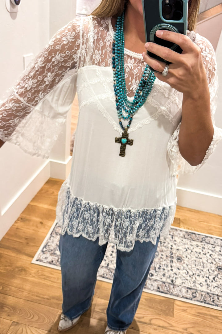 Mix And Mingle Top- Ivory (size 6 to 12) . - SALE