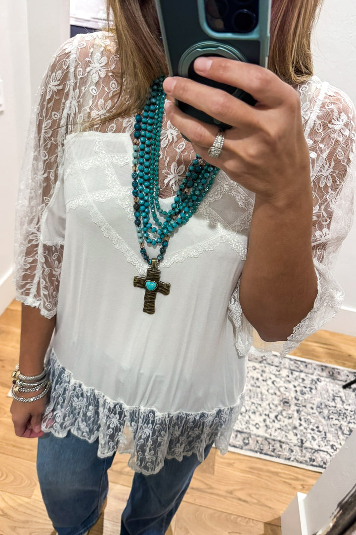 Mix And Mingle Top- Ivory (size 6 to 12) . - SALE