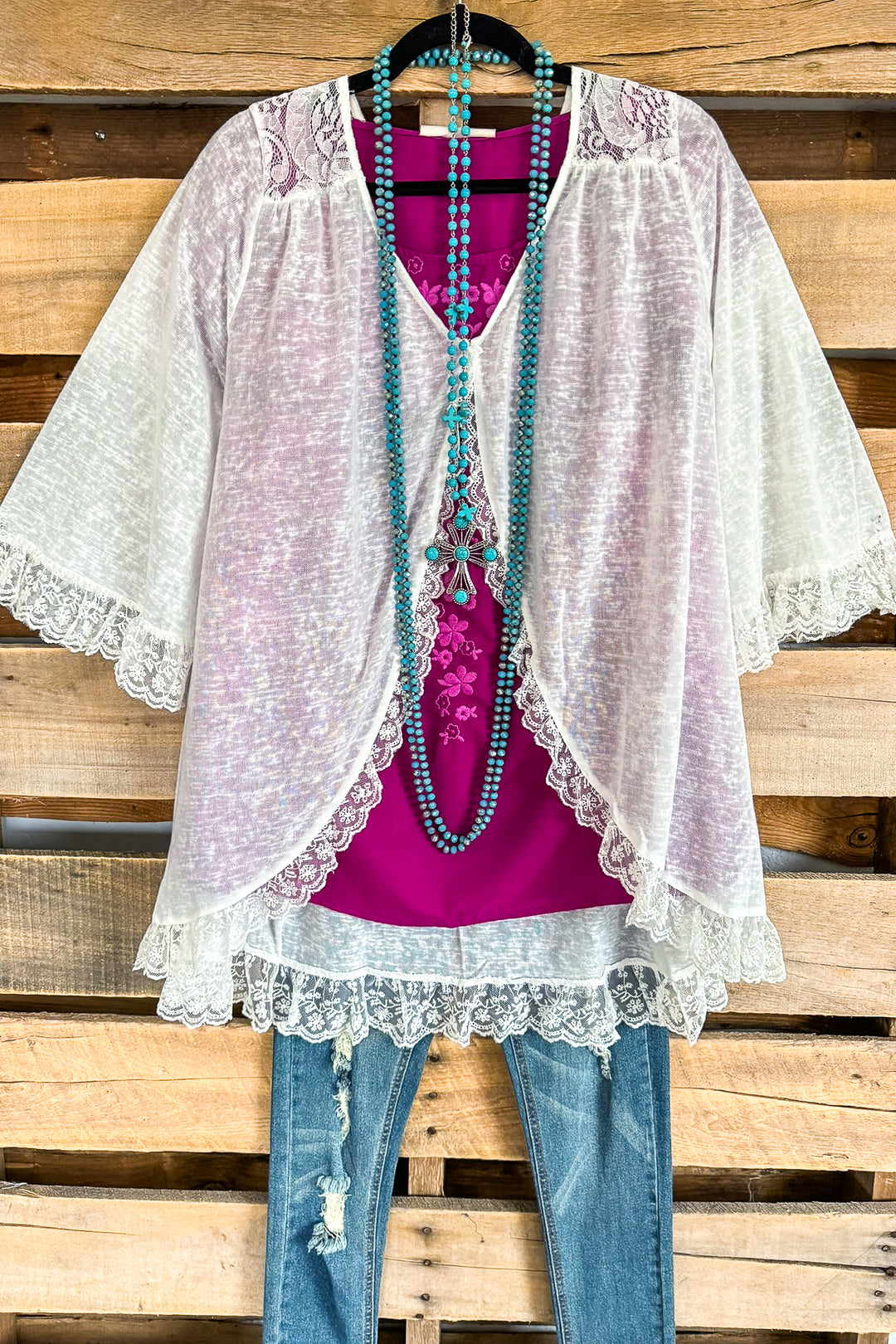 Lovely Lace Cardigan - White - SALE