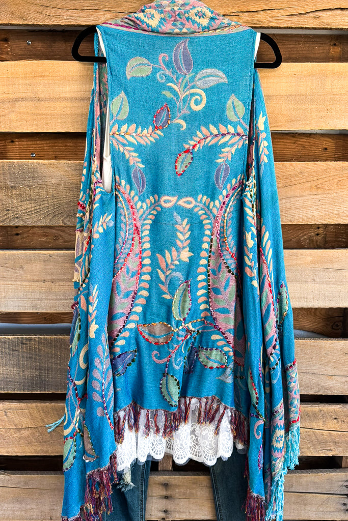 Playful Elegance Thick Stich Vest - Turquoise