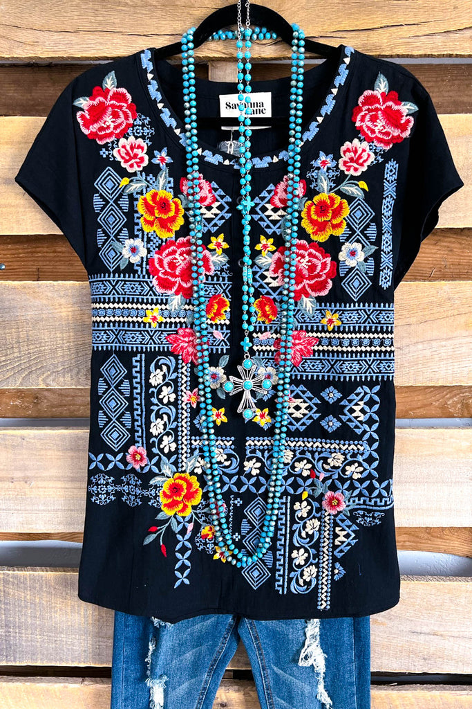 Cheerful To See You Top - Black - 100% COTTON - SALE
