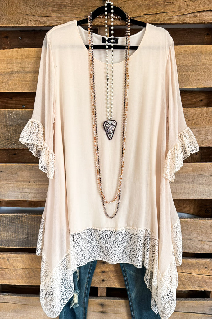 Flirty Lace Tunic - Beige