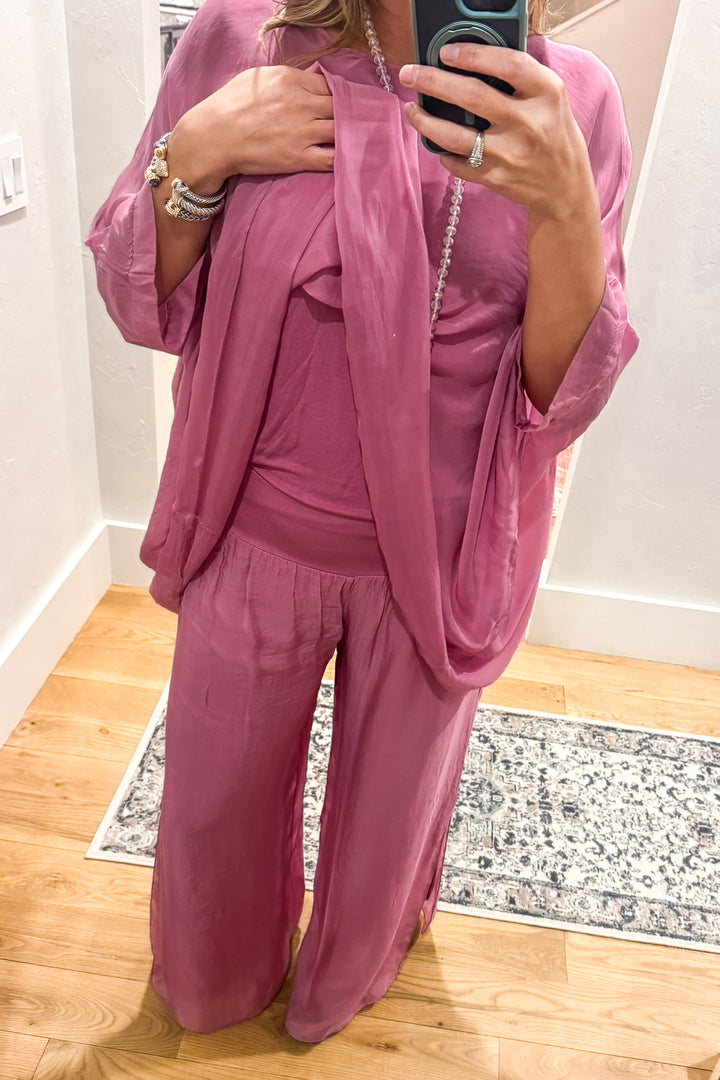 Milan Silk Blend Stretch Palazzo Pants - Made in Italy (Sold Separately)