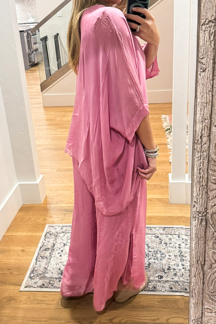 Milan Silk Blend Stretch Palazzo Pants - Made in Italy (Sold Separately)