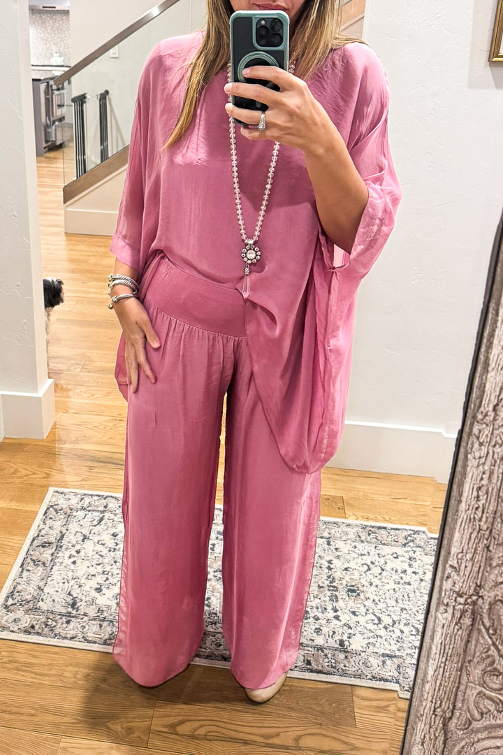 Milan Silk Blend Stretch Palazzo Pants - Made in Italy (Sold Separately)
