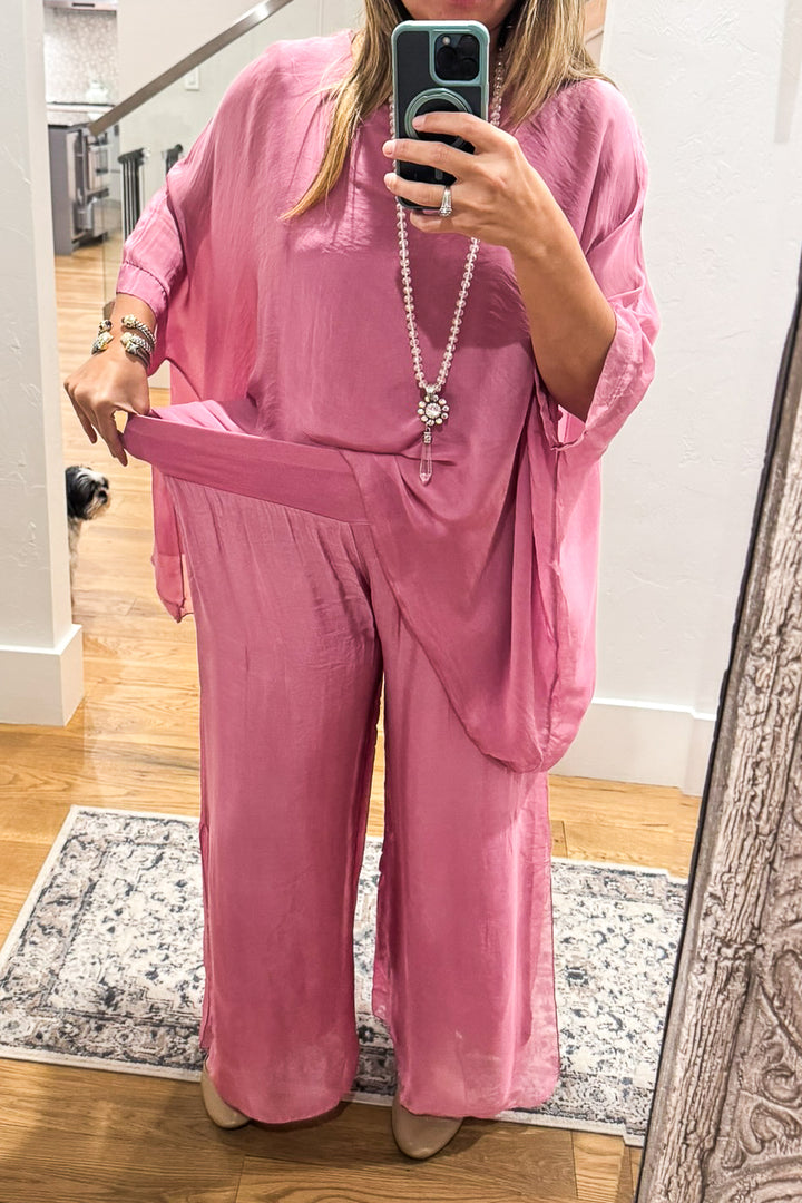 Milan Silk Blend Stretch Palazzo Pants - Made in Italy (Sold Separately)