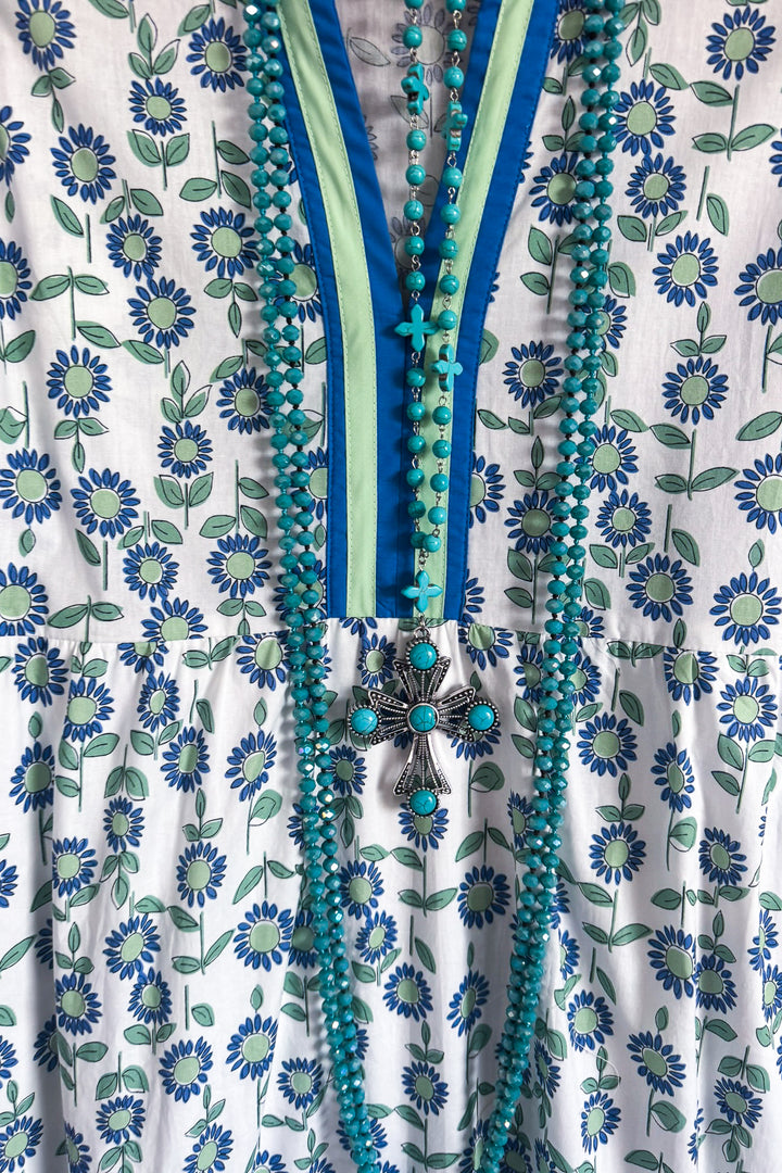 Sunflower Wonders Maxi Dress -Mint - 100% COTTON