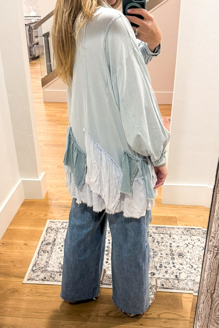 Oversized Kindly Spoken Top - Blue
