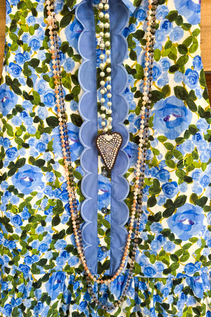 Everlasting Blooms Dress - Blue - 100% COTTON