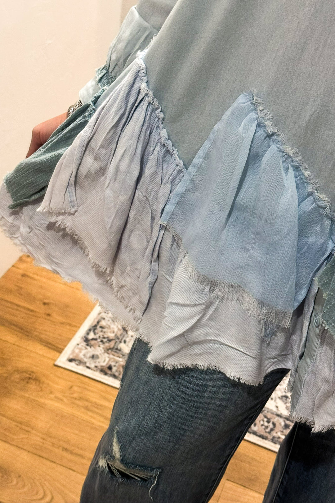 Oversized Kindly Spoken Top - Blue
