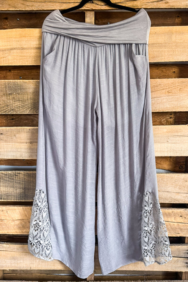 Walk With Me Ankle Laced Pants - Gray