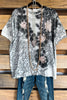 Midnight Blooms Top - Gray - 100% COTTON