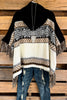 For The Fun Of It Sweater Poncho - Black/Camel/Ivory