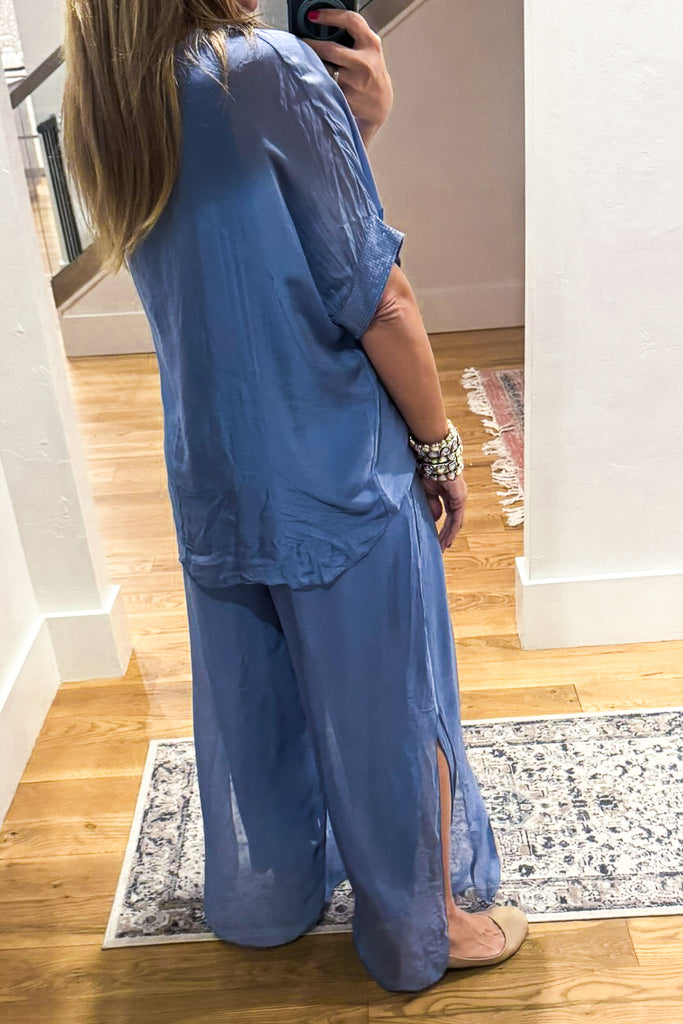 Positano Silk Blend Stretch Palazzo Pants - Made in Italy