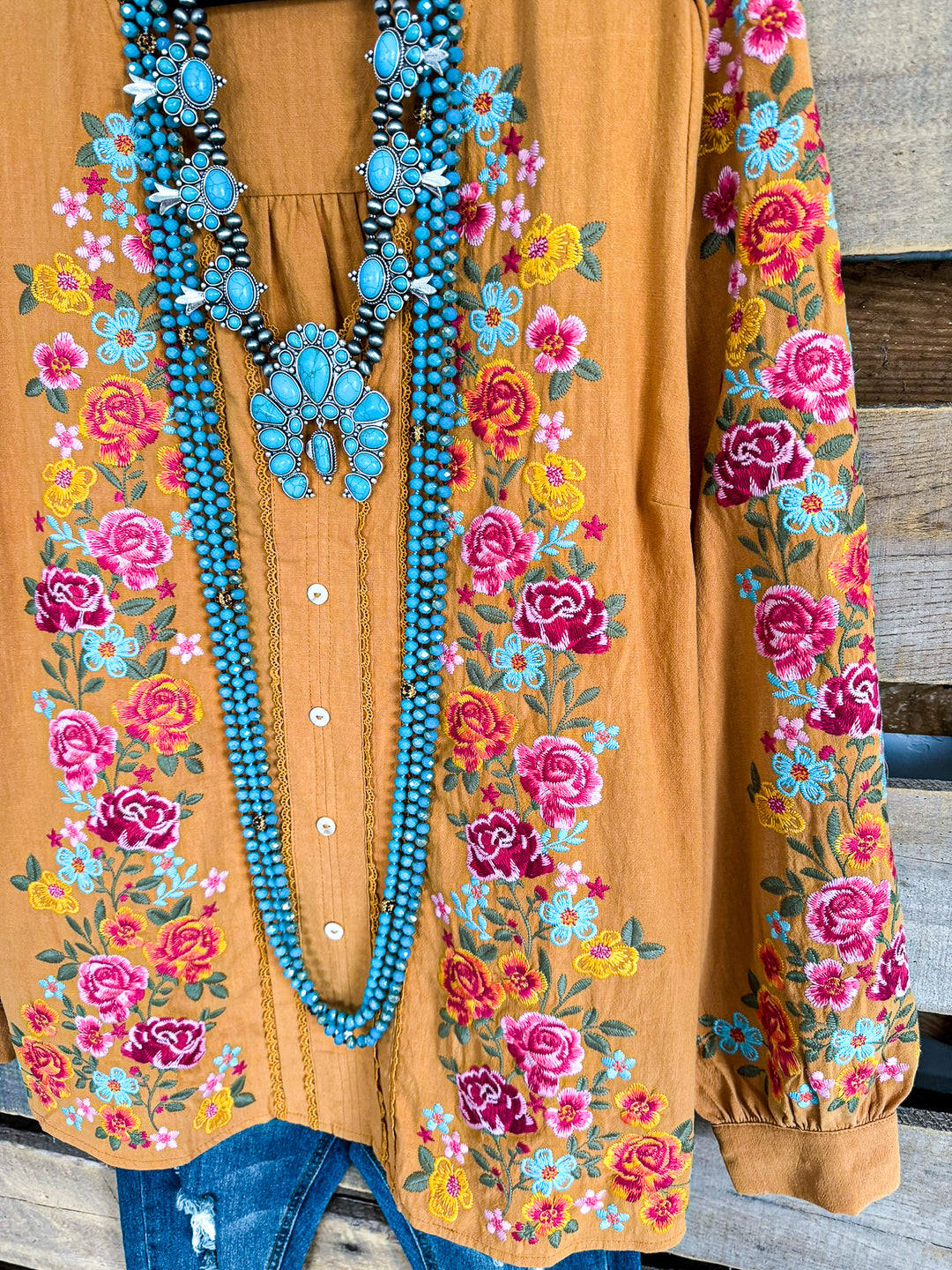 AHB EXCLUSIVE: Dearly Loved Embroidery Top - Mustard - 100% COTTON - SALE