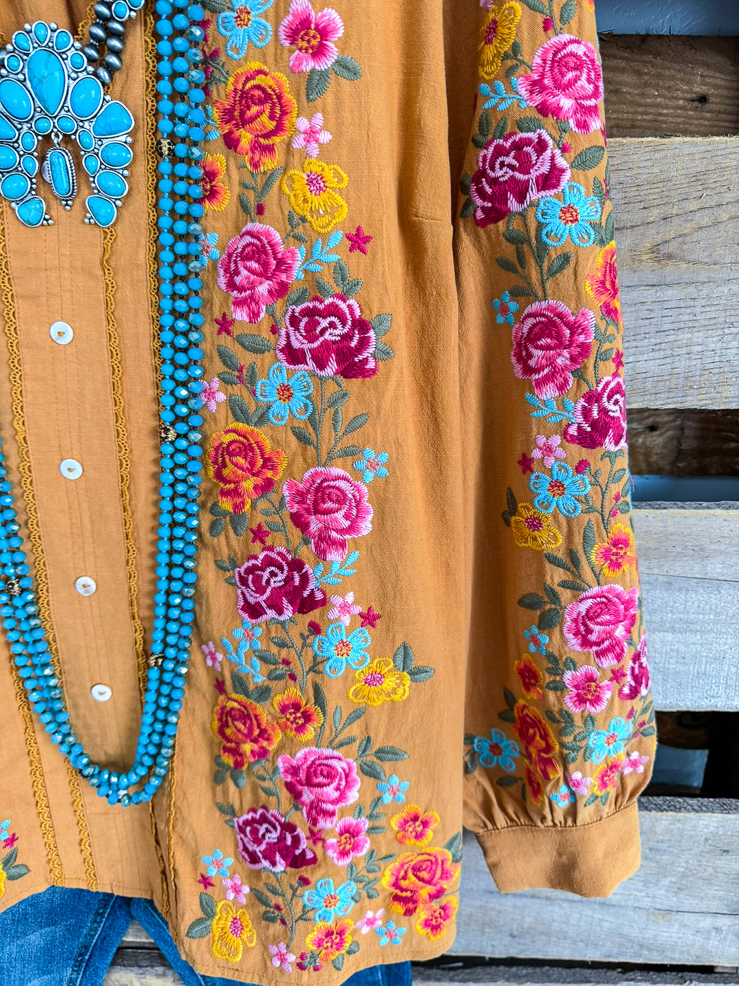 AHB EXCLUSIVE: Dearly Loved Embroidery Top - Mustard - 100% COTTON - SALE