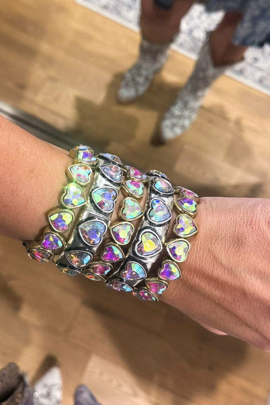 Gold Tone Heart Stretch Bracelet (EACH SOLD SEPARATELY)