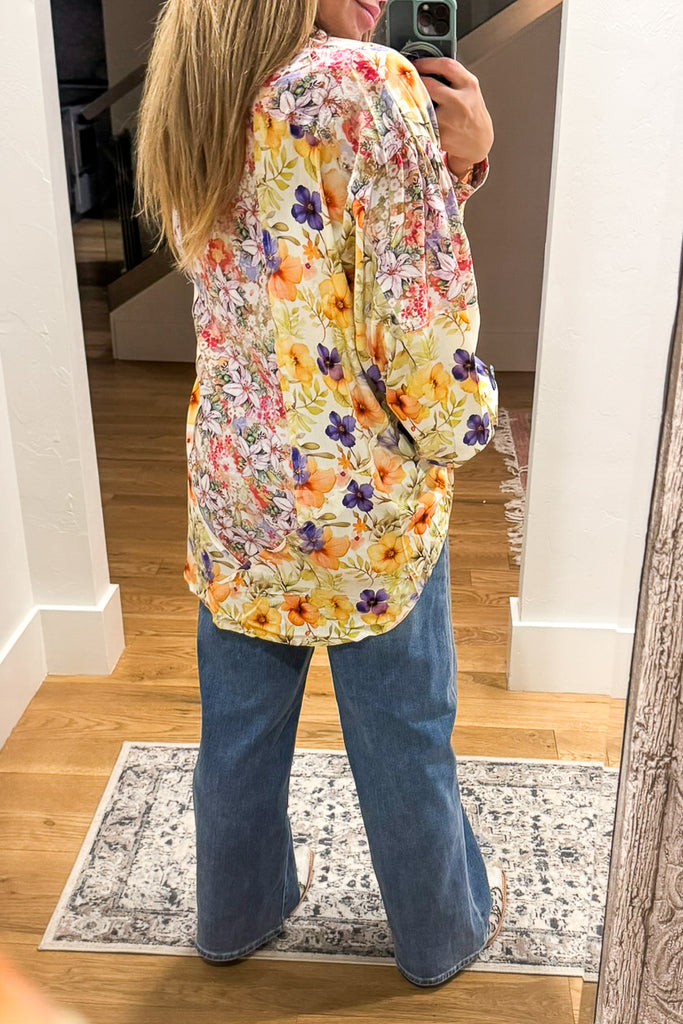 Wildflower Walks Oversized Blouse  - Green Yellow Multi