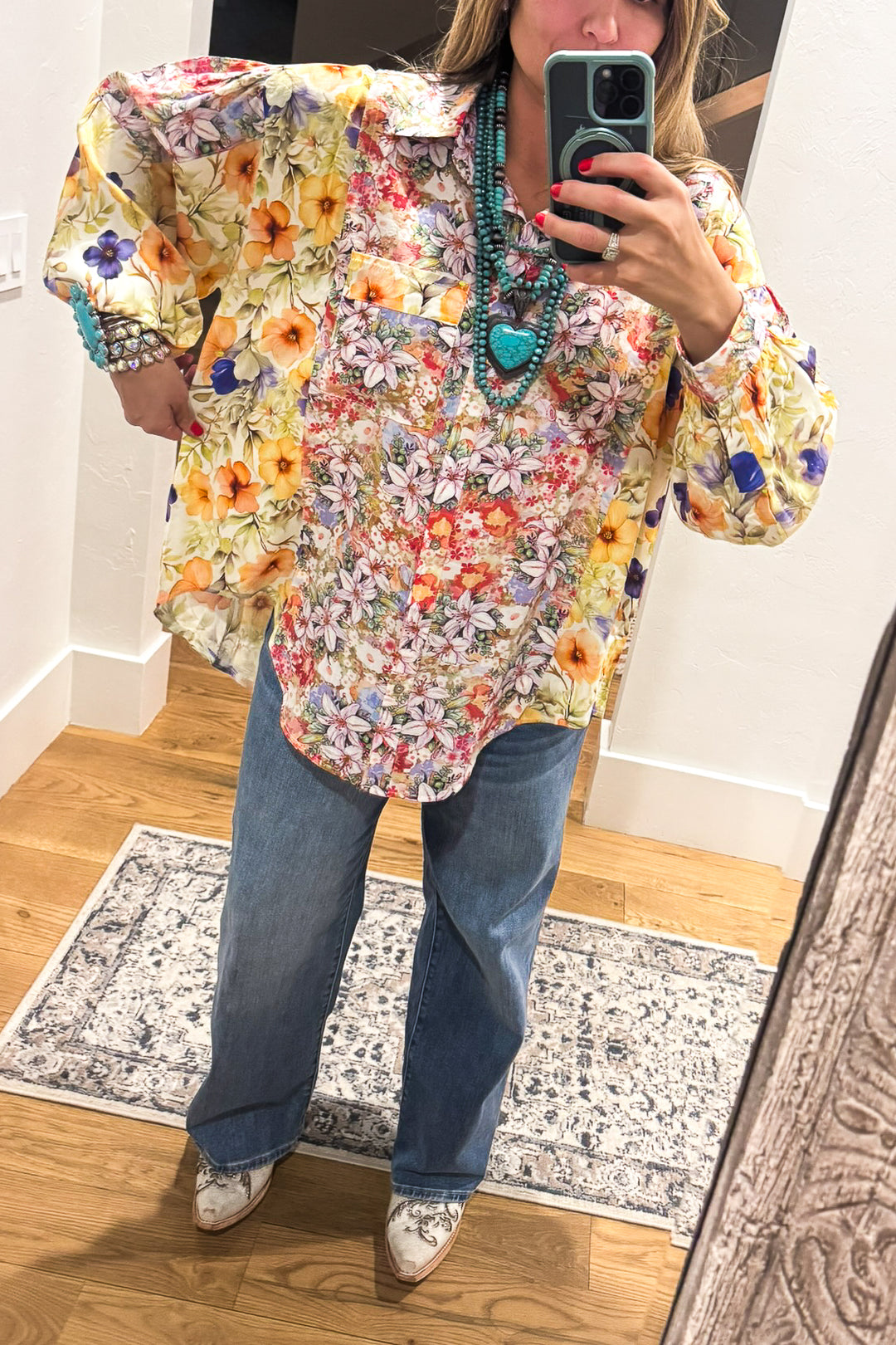 Wildflower Walks Oversized Blouse  - Green Yellow Multi
