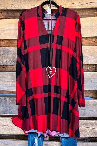 AHB EXCLUSIVE: Forever Dreaming Cardigan - Cherry/Plaid - 100% COTTON