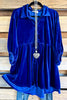 Seek Sophistication Velvet Tunic/Dress - Sapphire