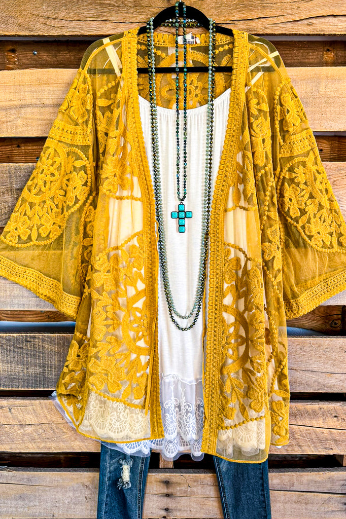 Love You Always Lace Cardigan - Golden Kiwi