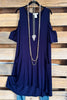 Classic Cold Shoulder Dress - Navy