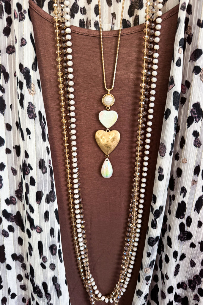 Pearl Of Hearts Necklace - Gold