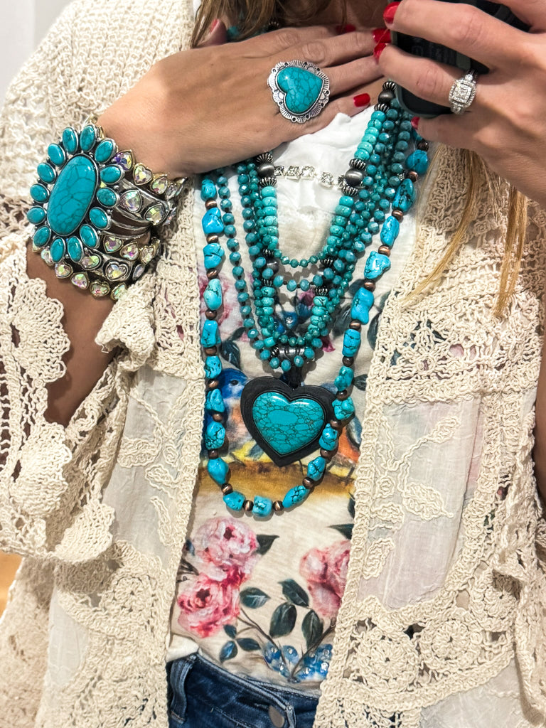 Boho Turquoise-Inspired Heart Necklace