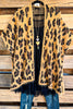 It's In The Air Sweater Cardigan - Camel Leopard