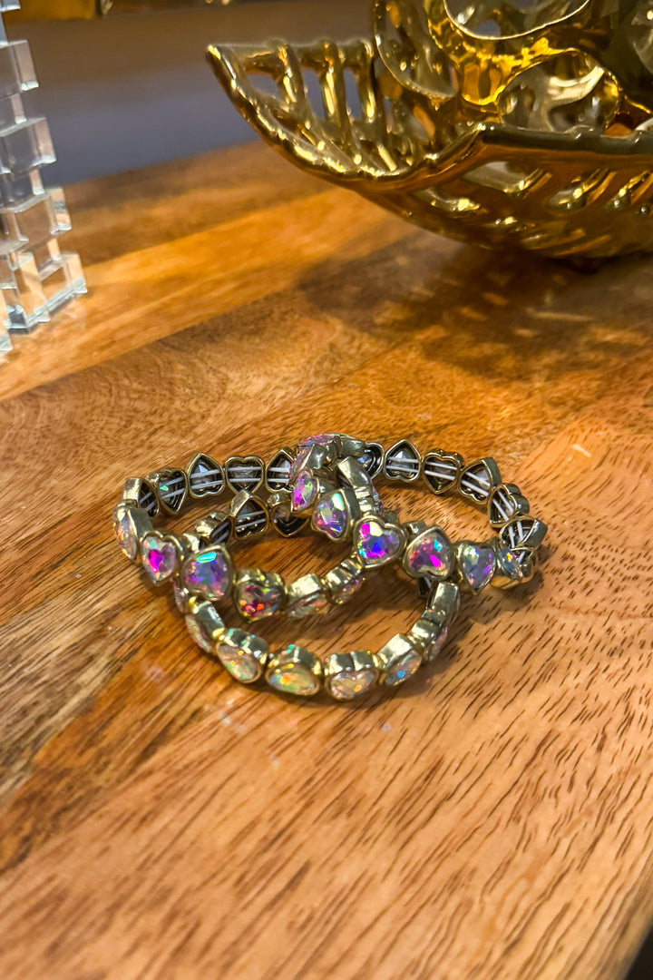Gold Tone Heart Stretch Bracelet (EACH SOLD SEPARATELY)