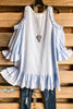 AHB EXCLUSIVE: Not A Doubt In Your Mind Dress Cold Shoulder - Blue - 100% COTTON