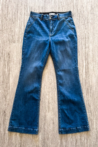 Sustainable High-Rise Bootcut Jean - Dark Indigo - TUMMY CONTROL - MADE IN USA