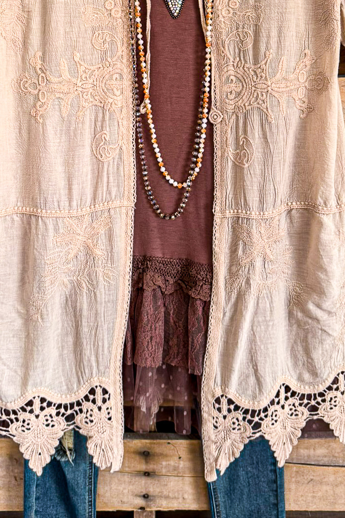 Cafe Meet Up Cardigan - Mocha - 100% COTTON - SALE