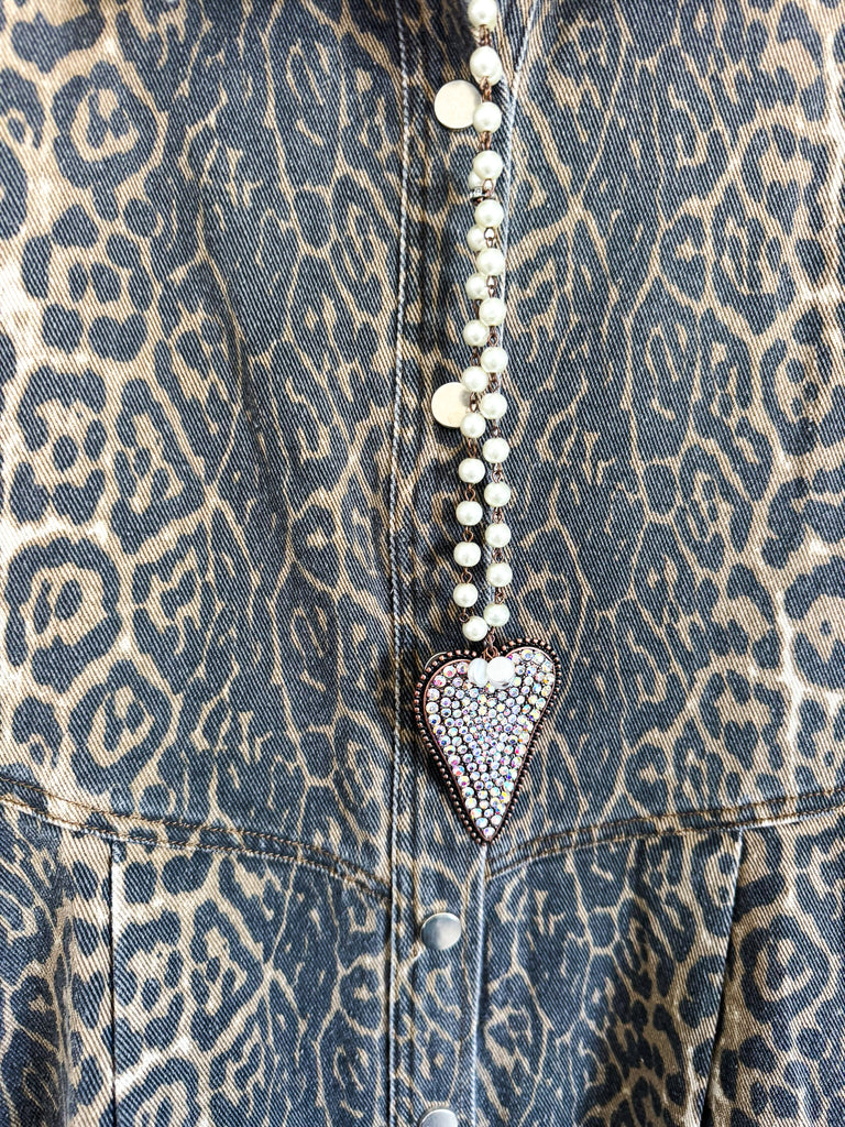 Twilight Flare Dress - Leopard Brown - 100% COTTON Denim Feeling