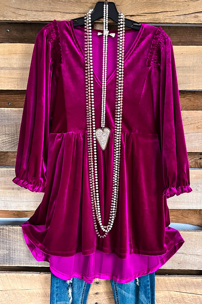 Embrace The Touch Velvet Tunic - Magenta - SALE