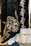 AHB EXCLUSIVE: Crushed Velvet Embroidered Cardigan - Black