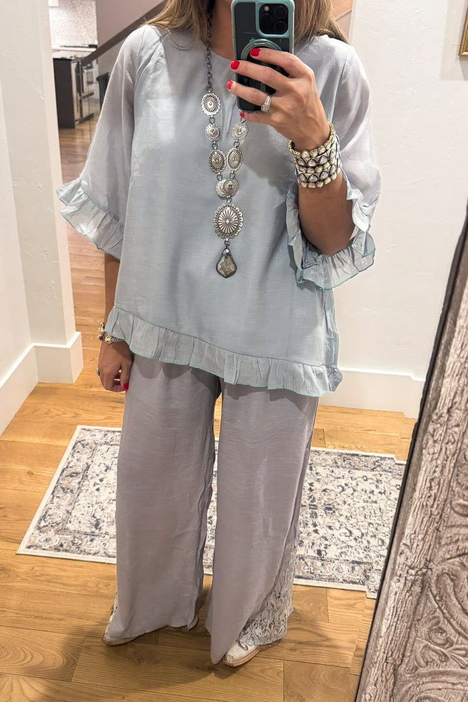 Walk With Me Ankle Laced Pants - Gray