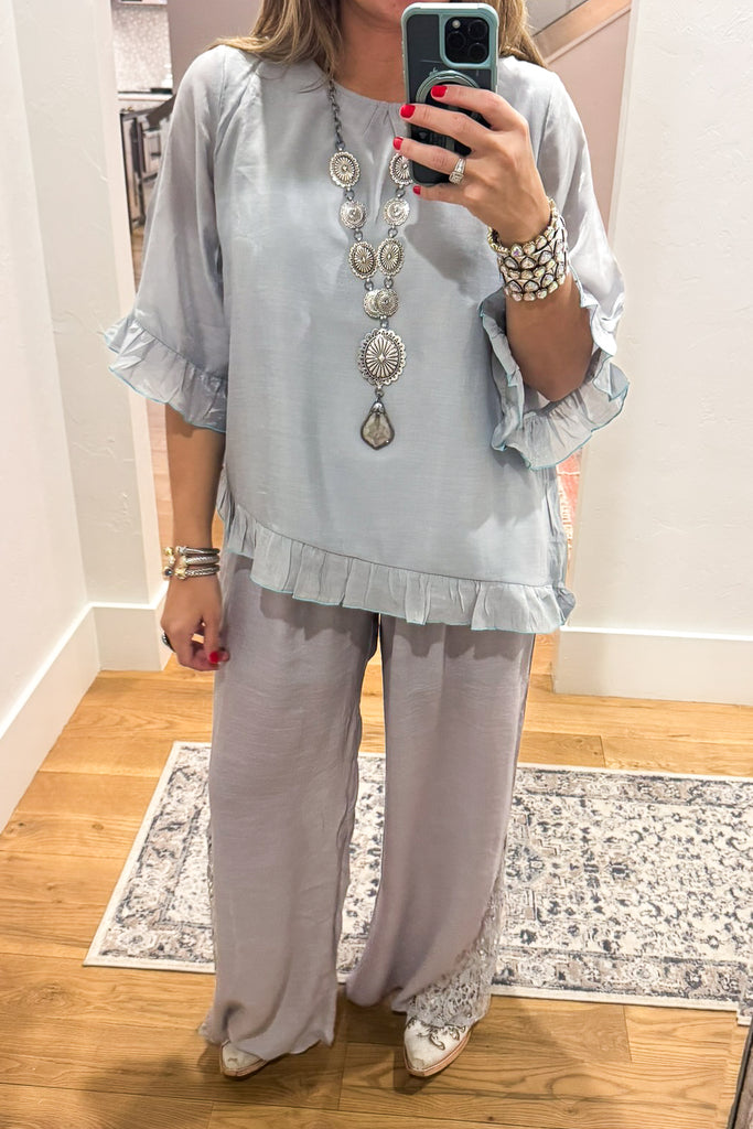 Walk With Me Ankle Laced Pants - Gray