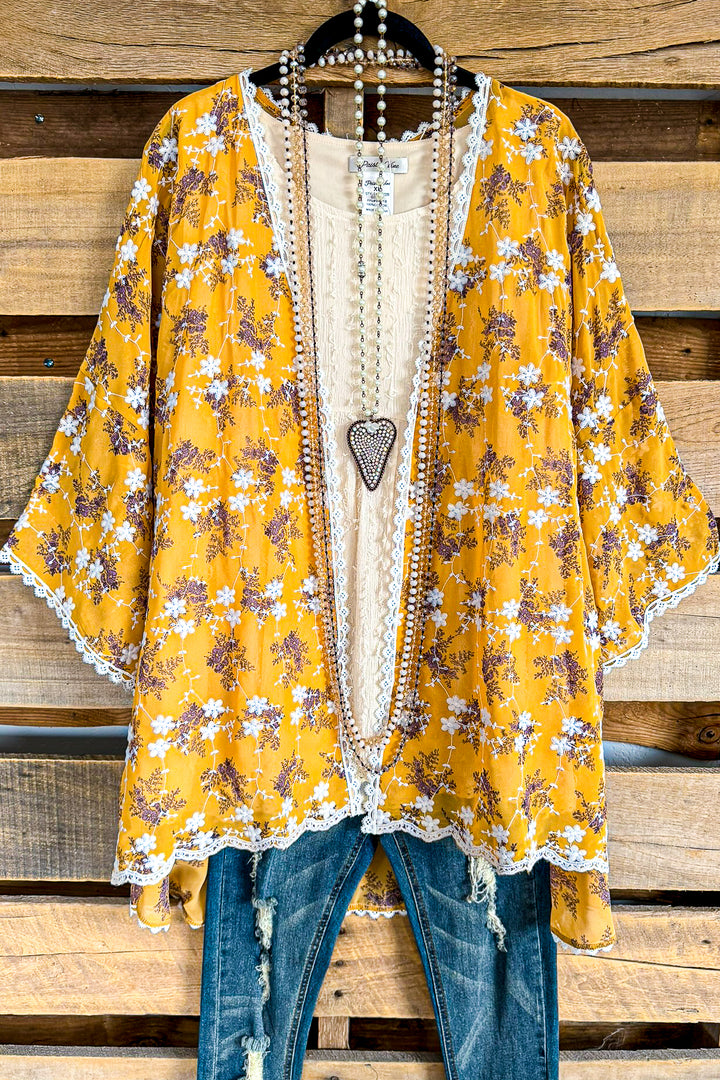 Signs Of Summer Cardigan - Mustard Yellow - SALE