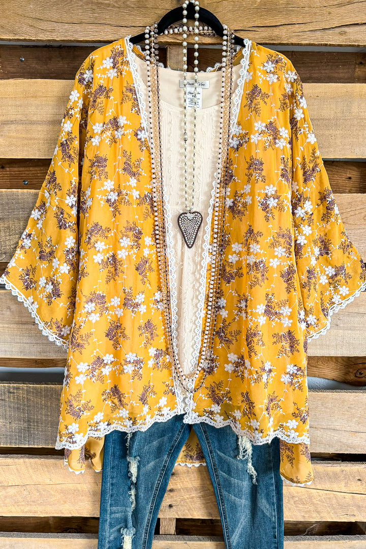Signs Of Summer Cardigan - Mustard Yellow - SALE